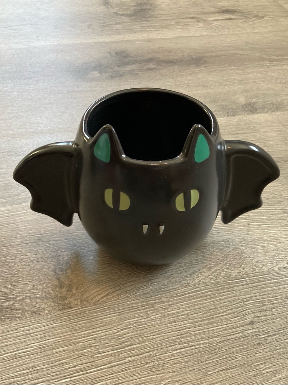 Black Ceramic Bat Two Handled Mug